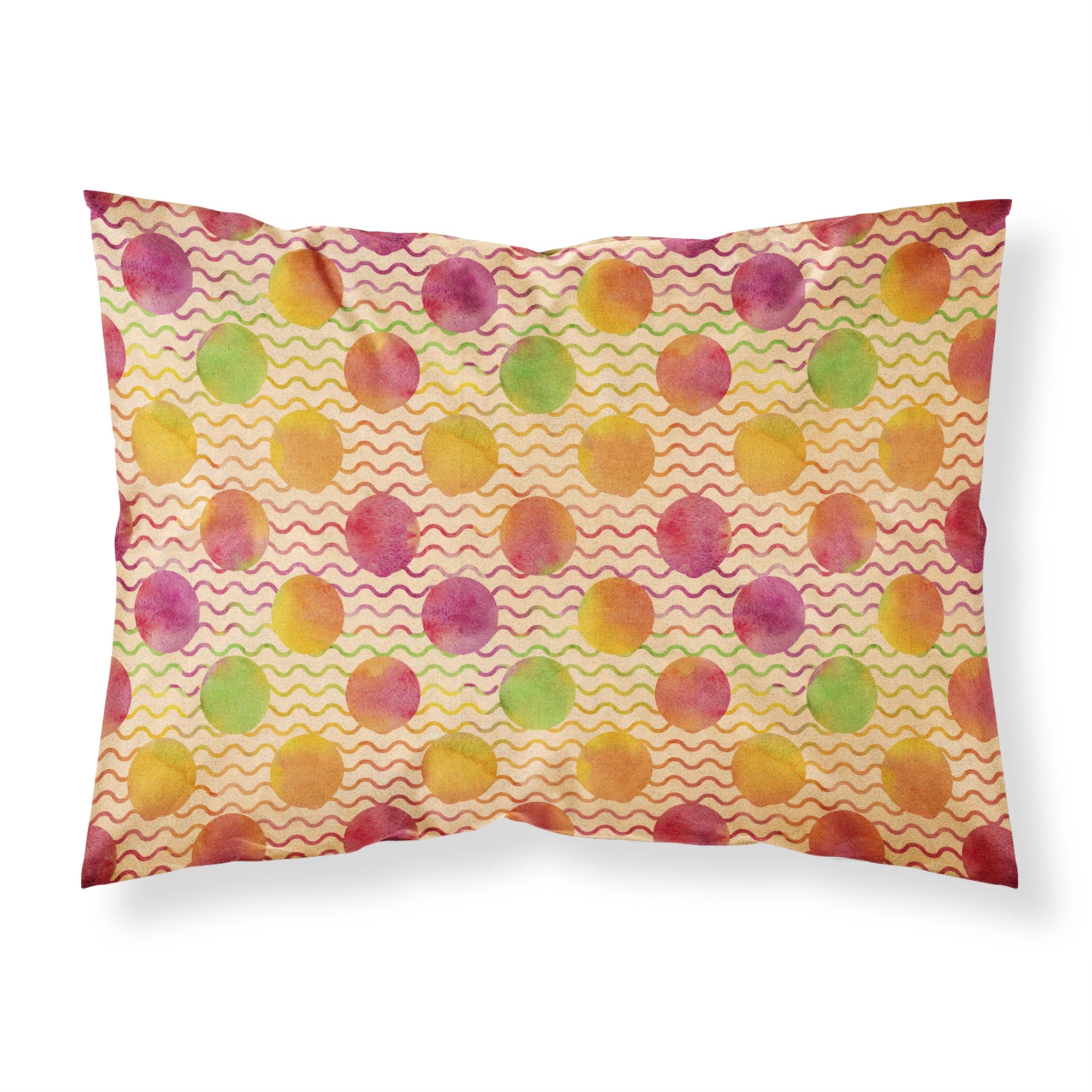 'Caroline'S Treasures Watercolor Rainbow Dots And Sqiggles Pillowcase, Standard, Multicolor'