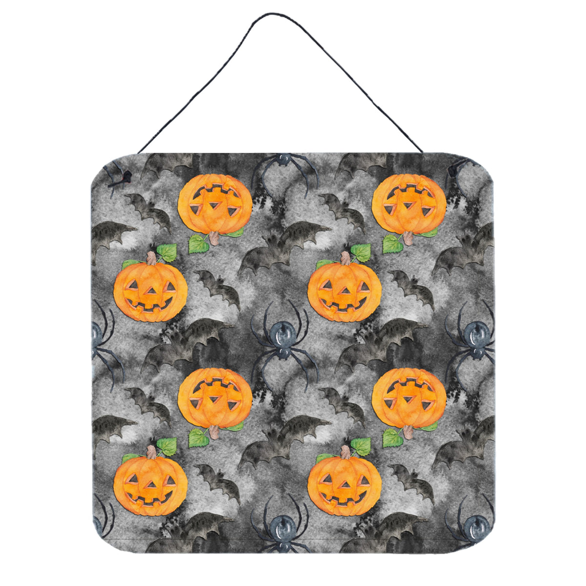 CarolineS Treasures Watercolor Halloween Jackolantern Bats Metal Print, 6 Inch  Inch  H X 6 Inch  Inch  W, Multicolor