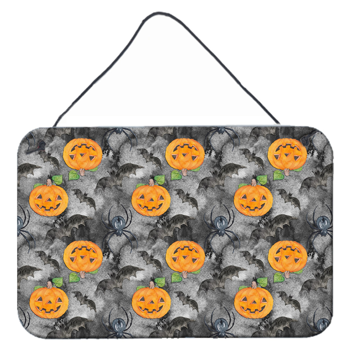 CarolineS Treasures Watercolor Halloween Jackolantern Bats Metal Print, 8 Inch  Inch  H X 12 Inch  Inch  W, Multicolor