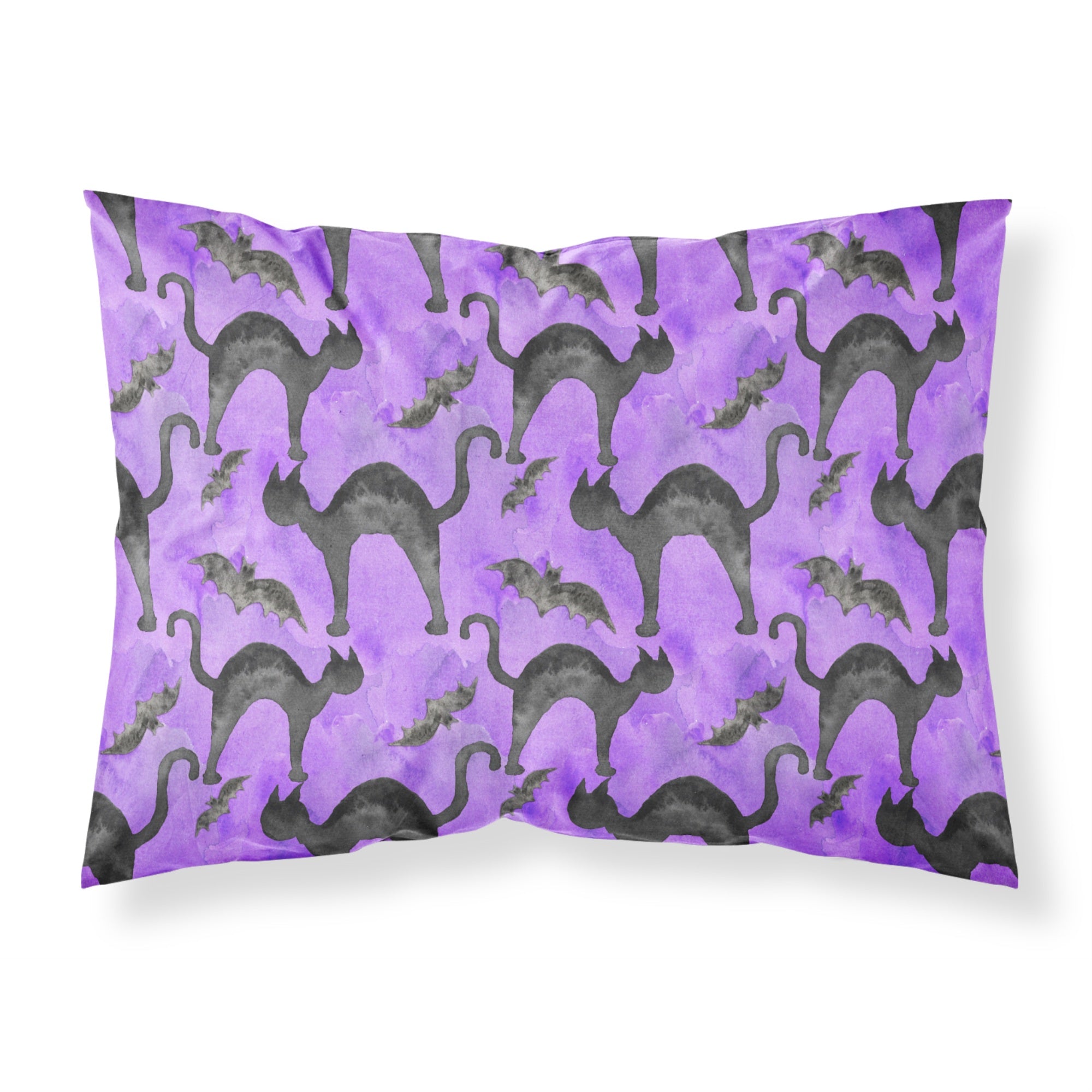 'Caroline'S Treasures Watercolor Halloween Black Cats On Purple Pillowcase, Standard, Multicolor'