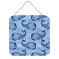 CarolineS Treasures Beach Watercolor Whales Metal Print, 6 Inch  Inch  H X 6 Inch  Inch  W, Multicolor