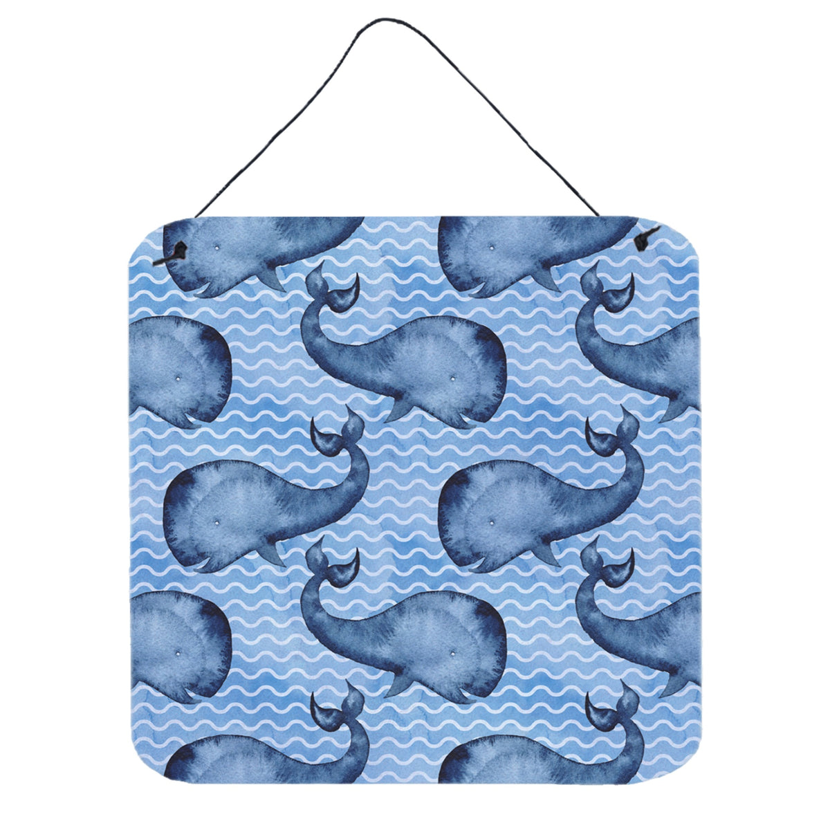 CarolineS Treasures Beach Watercolor Whales Metal Print, 6 Inch  Inch  H X 6 Inch  Inch  W, Multicolor