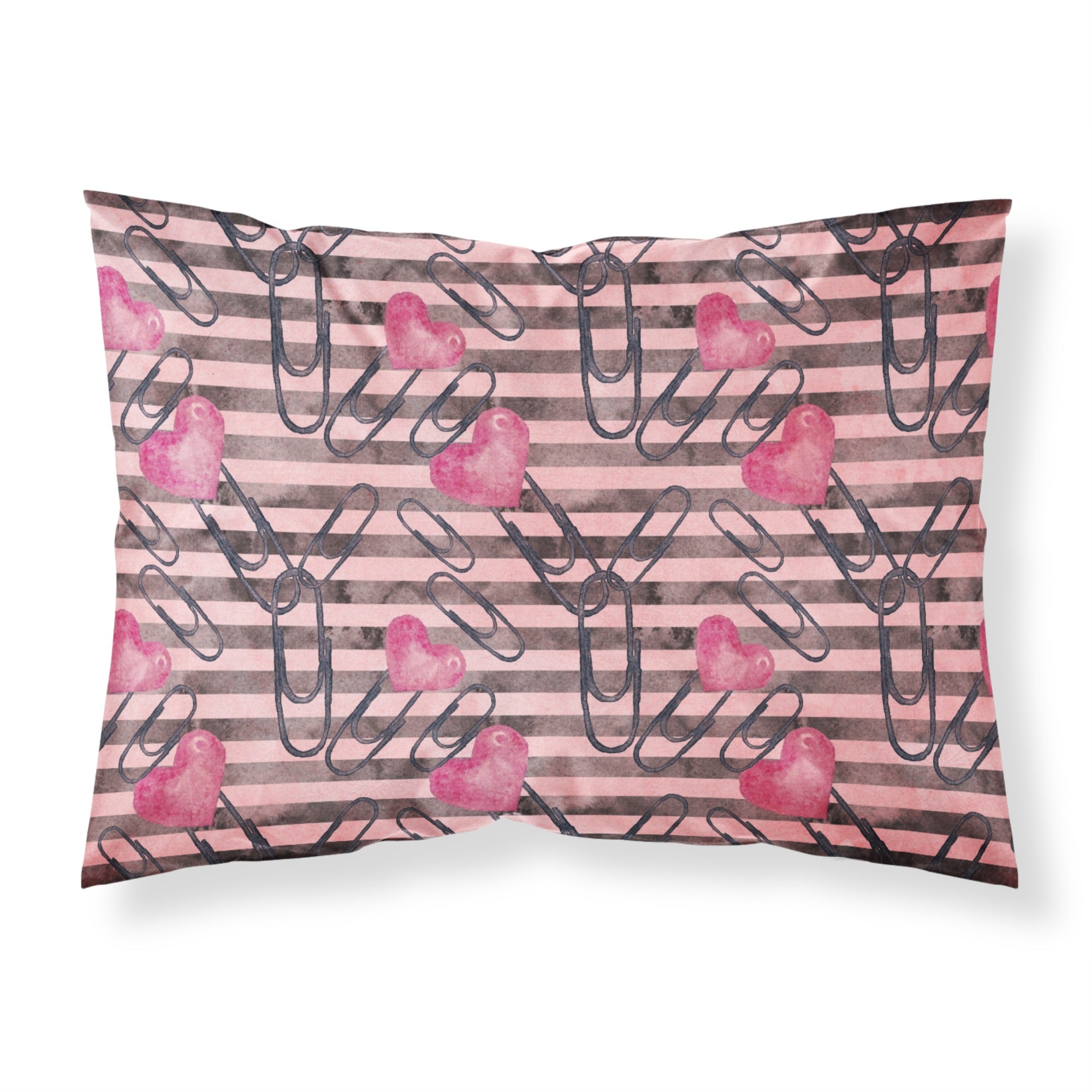 'Caroline'S Treasures Watercolor Heart Paper Clips Printed, Polyester, 250 Thread Count, Envelope Closure Pillowcase, Standard,