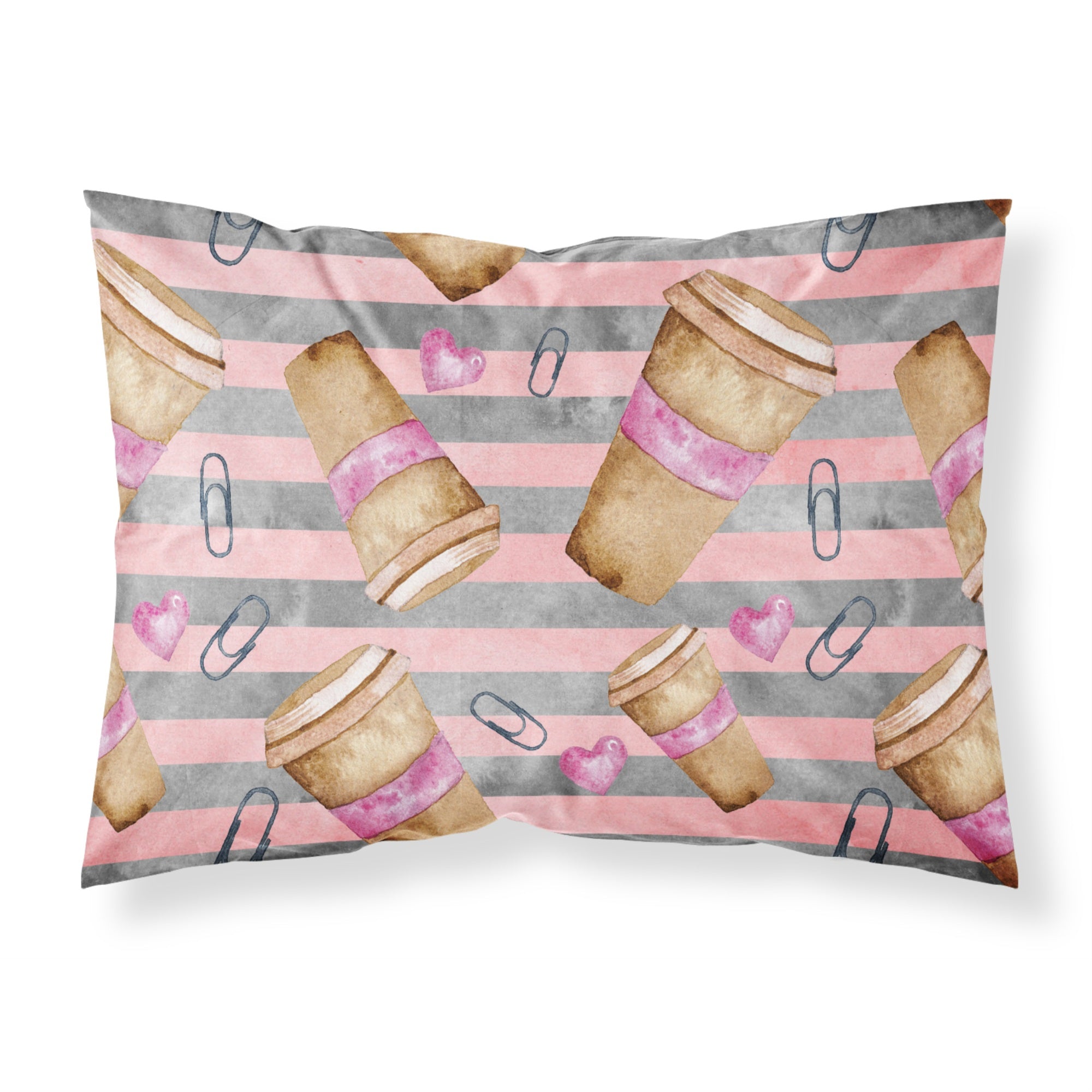 'Caroline'S Treasures Watercolor Coffee And Paper Clips Pillowcase, Standard, Multicolor'