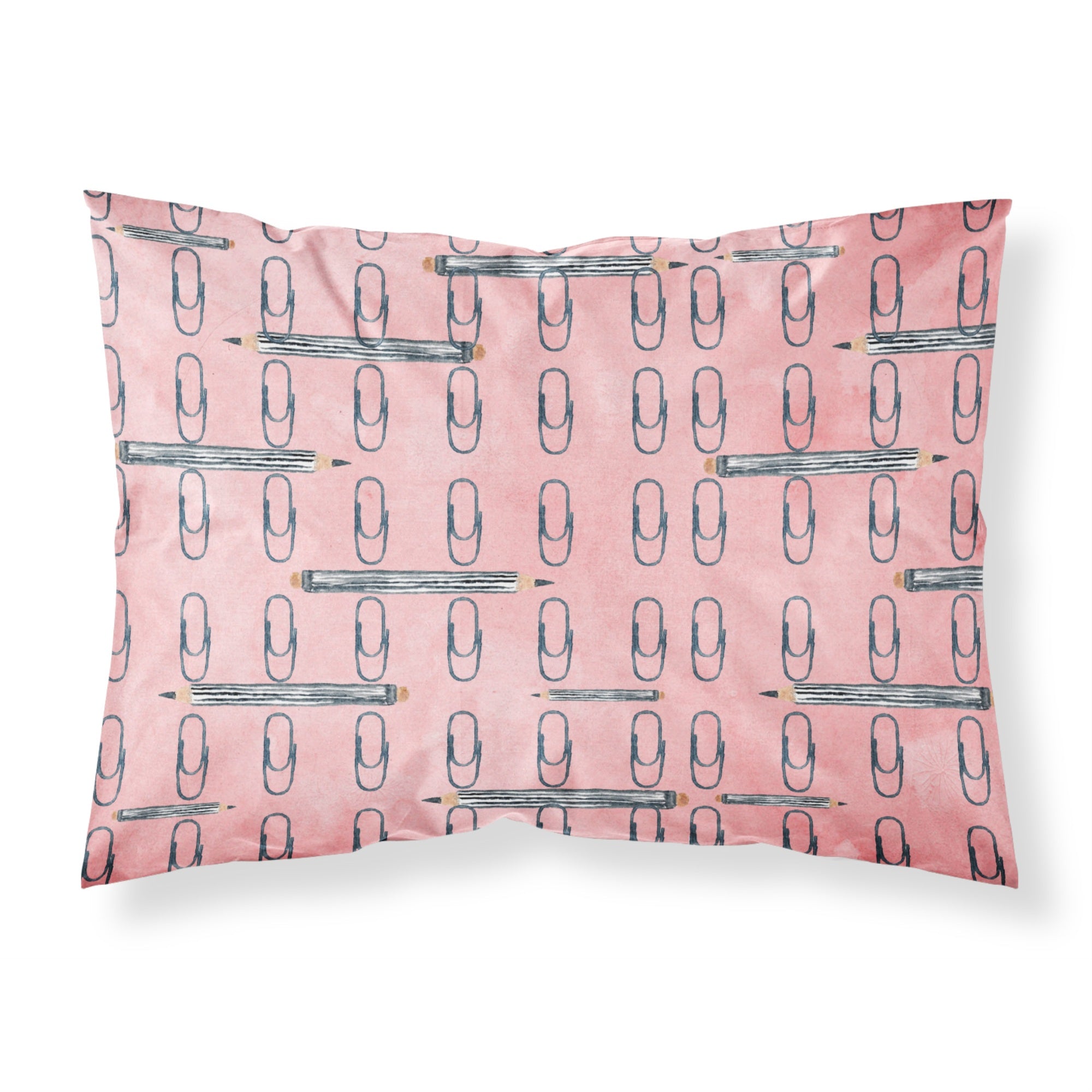 'Caroline'S Treasures Watercolor Organized Paper Clips Pink Pillowcase, Standard, Multicolor'