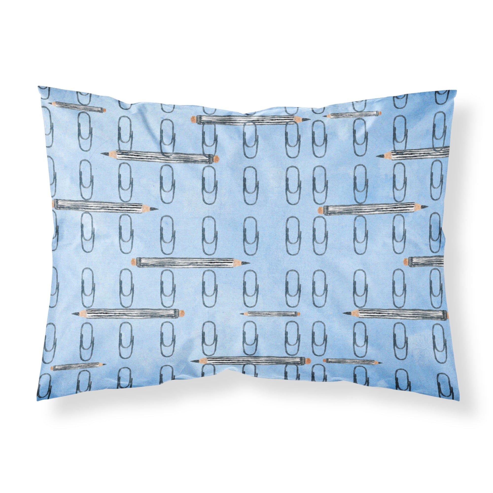 'Caroline'S Treasures Watercolor Organized Paper Clips Blue Pillowcase, Standard, Multicolor'