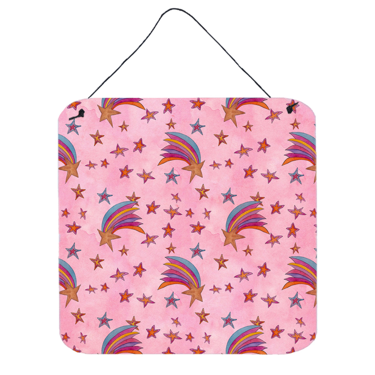 CarolineS Treasures Watercolor Shooting Stars On Pink Metal Print, 6 Inch  Inch  H X 6 Inch  Inch  W, Multicolor