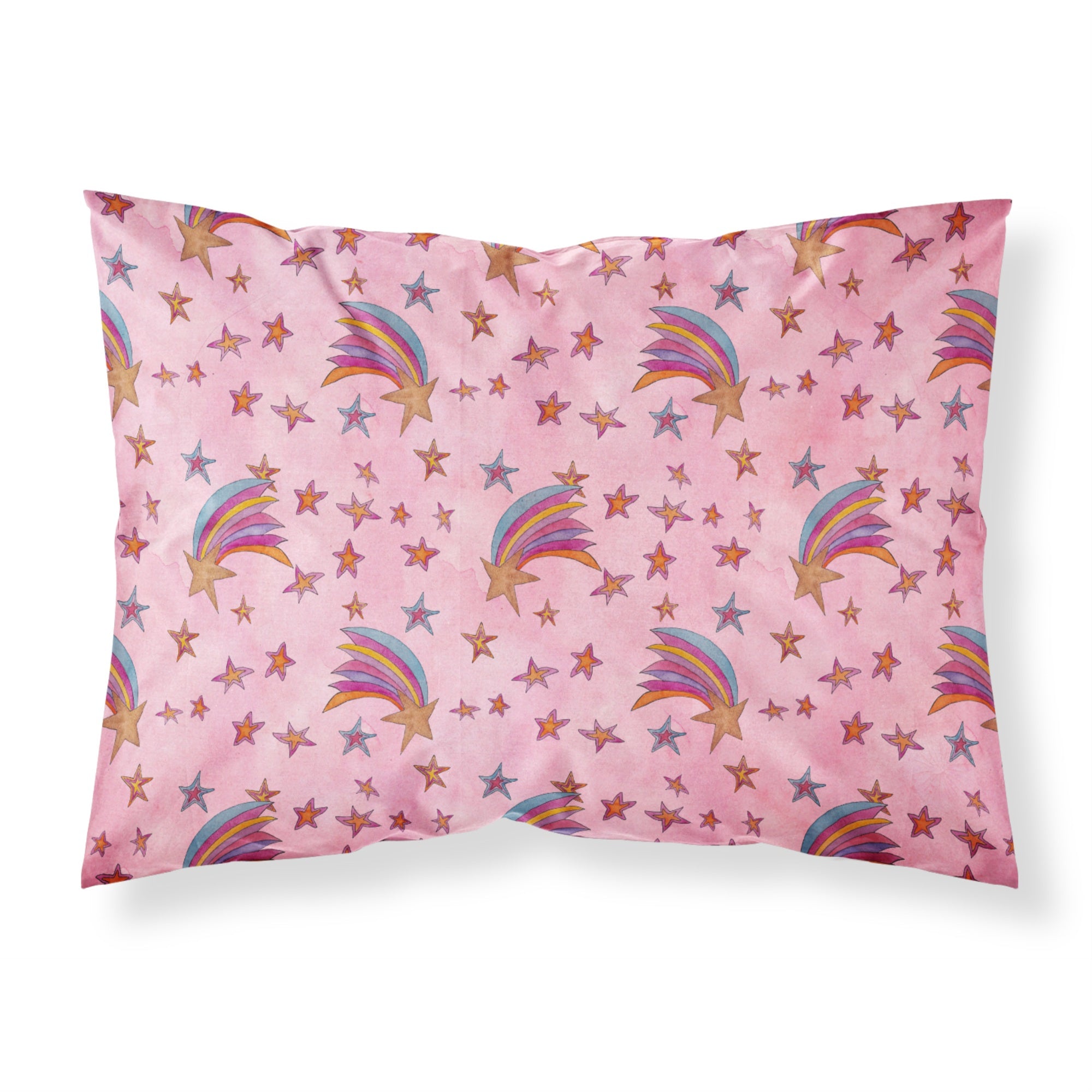 'Caroline'S Treasures Watercolor Shooting Stars On Pink Pillowcase, Standard, Multicolor'