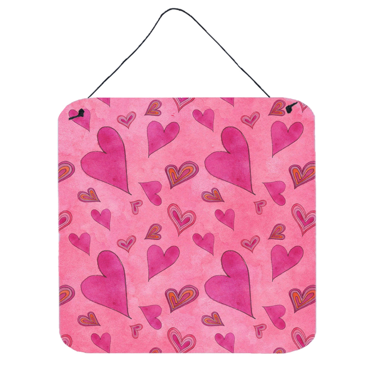 CarolineS Treasures Watercolor Love And Hearts Metal Print, 6 Inch  Inch  H X 6 Inch  Inch  W, Multicolor