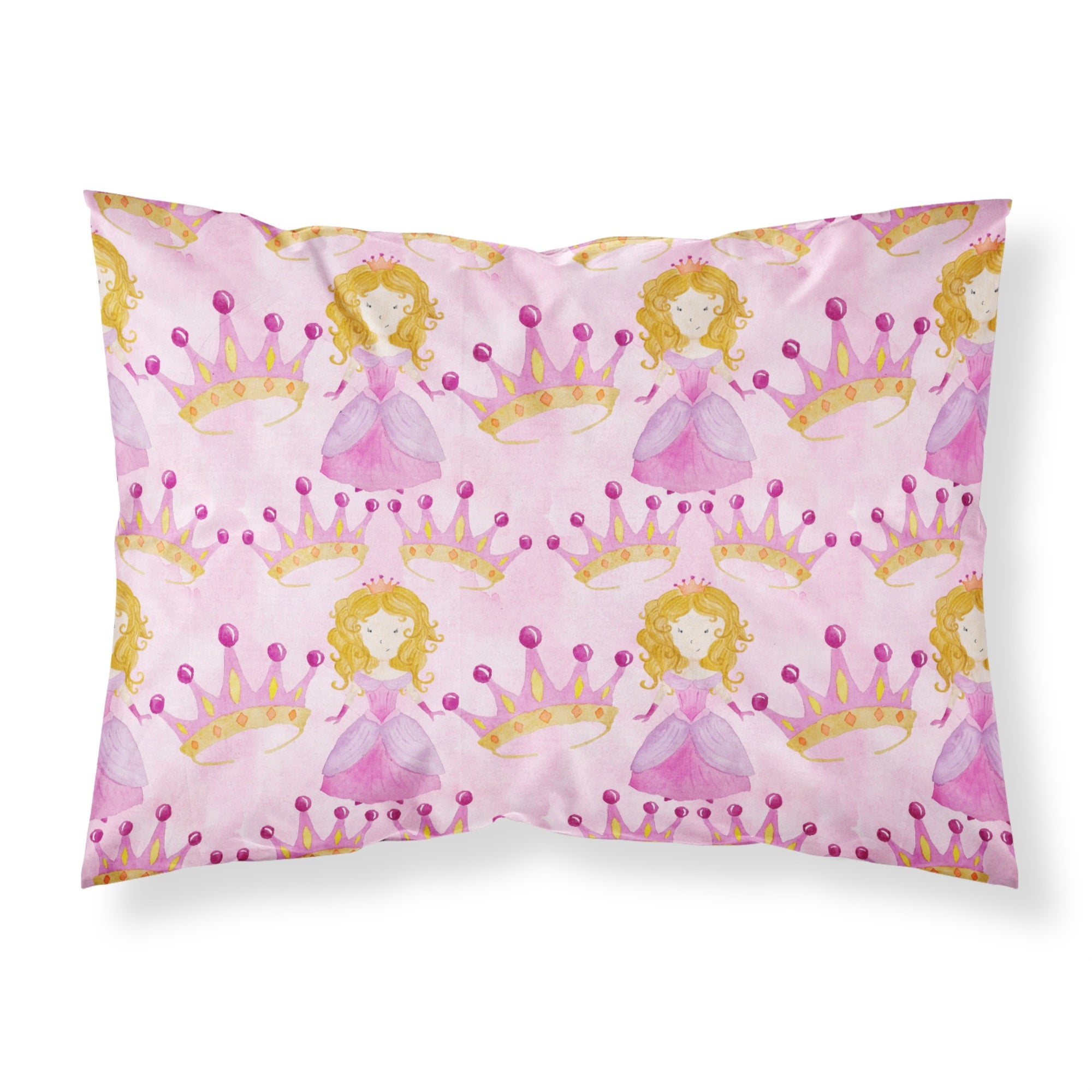 'Caroline'S Treasures Watercolor Princess And Crown Pillowcase, Standard, Multicolor'