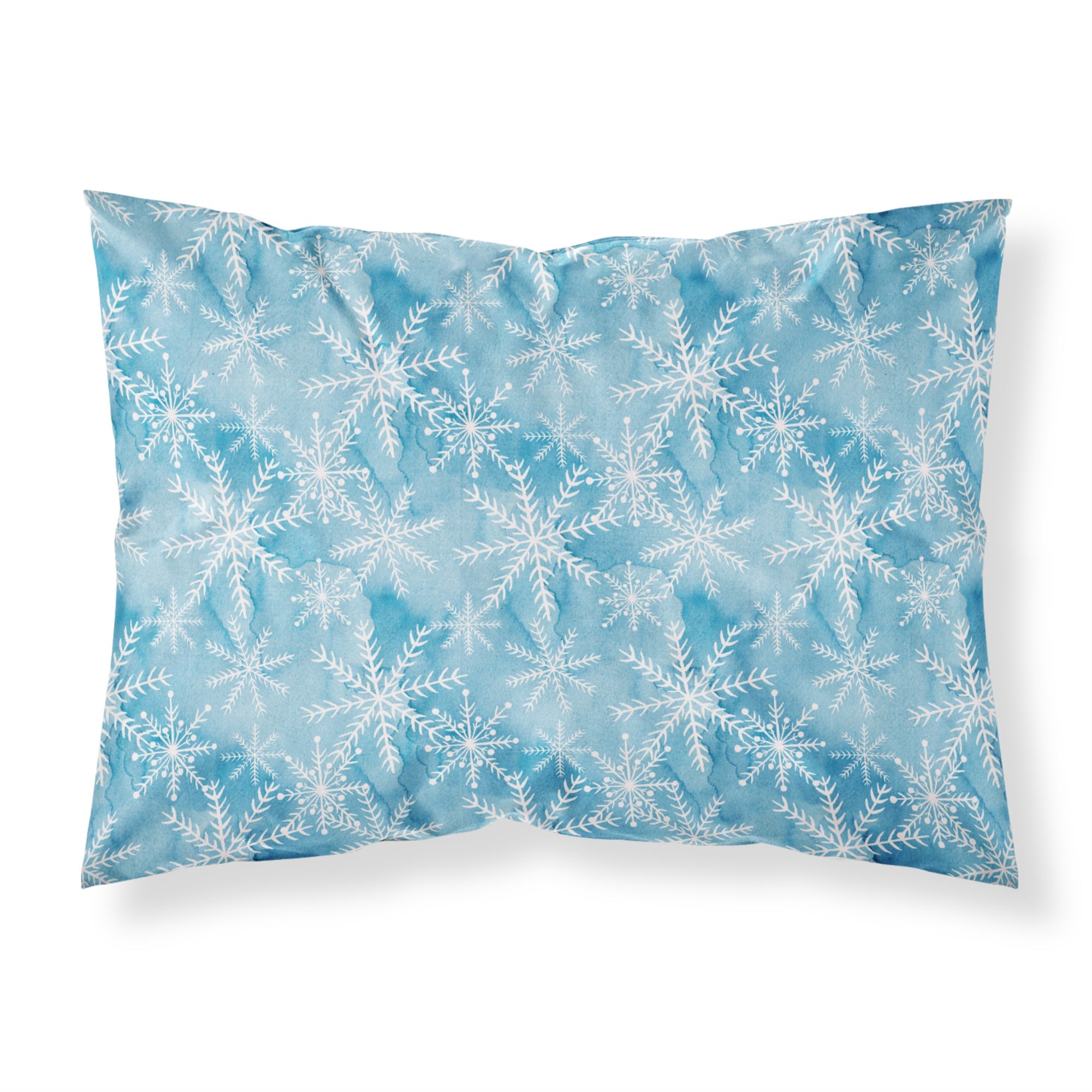 'Caroline'S Treasures Watercolor Snowflake On Blue Printed, Polyester, 250 Thread Count, Envelope Closure Pillowcase, Standard,