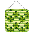 CarolineS Treasures Watercolor Shamrock Stripes Metal Print, 6 Inch  Inch  H X 6 Inch  Inch  W, Multicolor