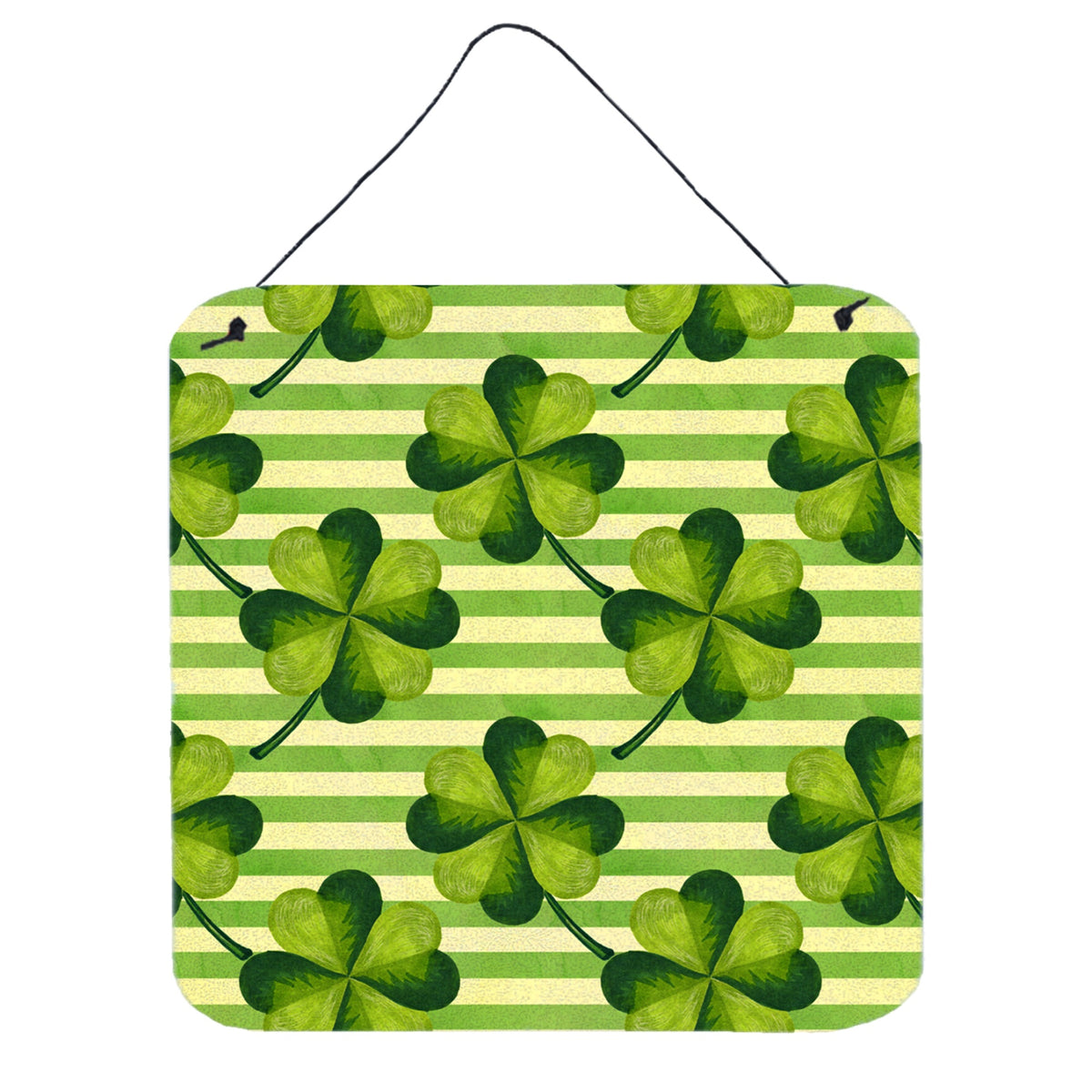 CarolineS Treasures Watercolor Shamrock Stripes Metal Print, 6 Inch  Inch  H X 6 Inch  Inch  W, Multicolor