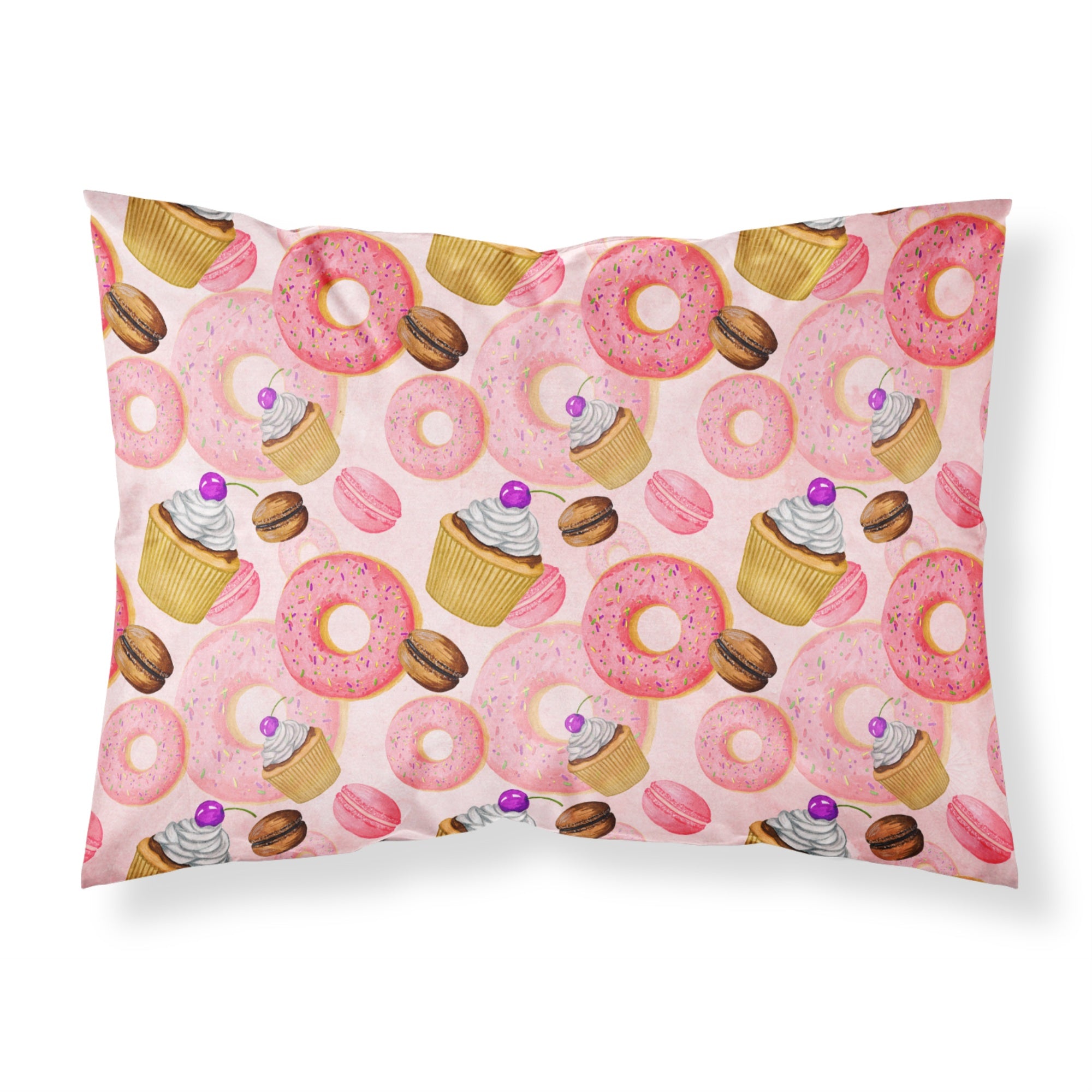'Caroline'S Treasures Watercolor Sweet Pastries Printed, Polyester, 250 Thread Count, Envelope Closure Pillowcase, Standard, Mu