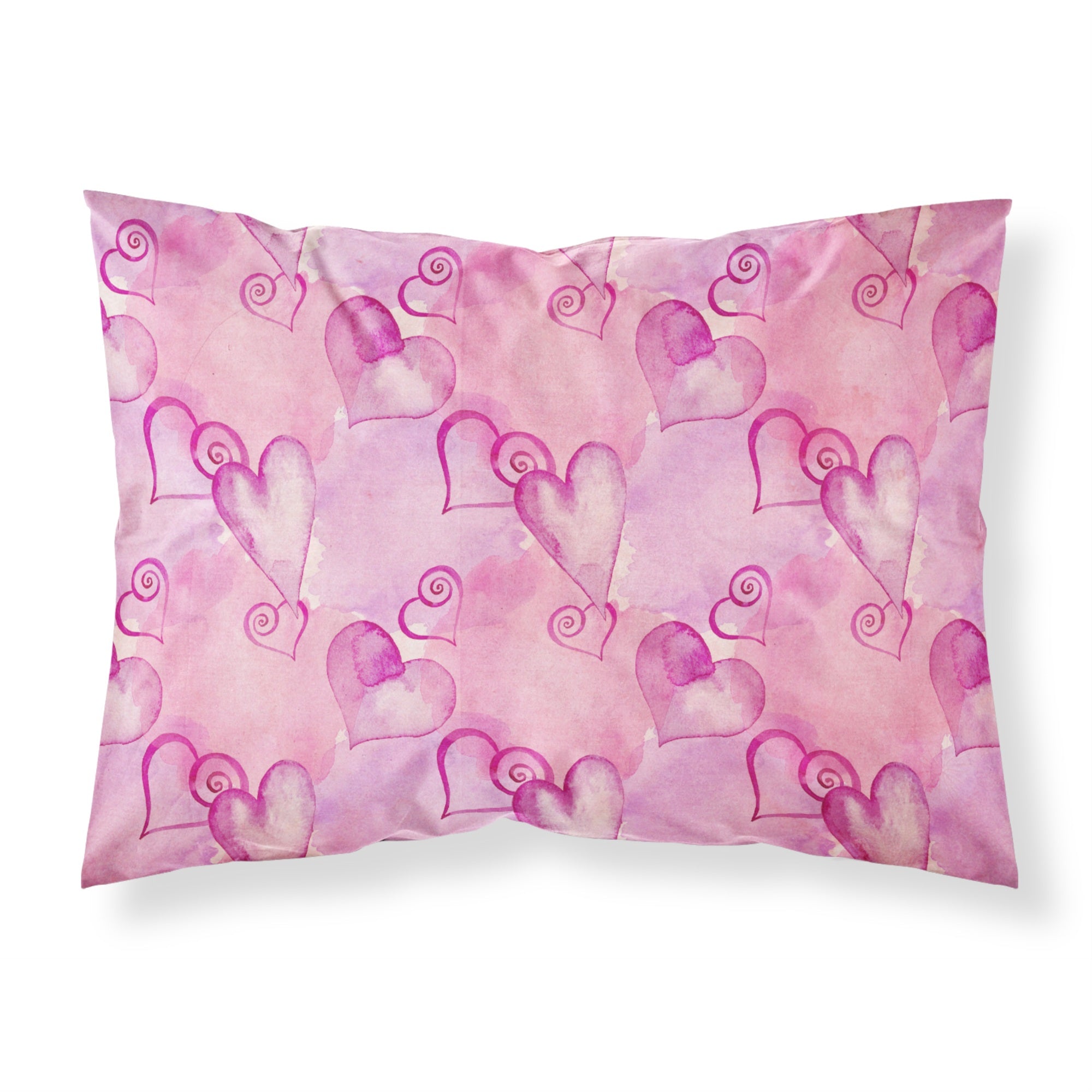 'Caroline'S Treasures Watercolor Hot Pink Hearts Pillowcase, Standard, Multicolor'