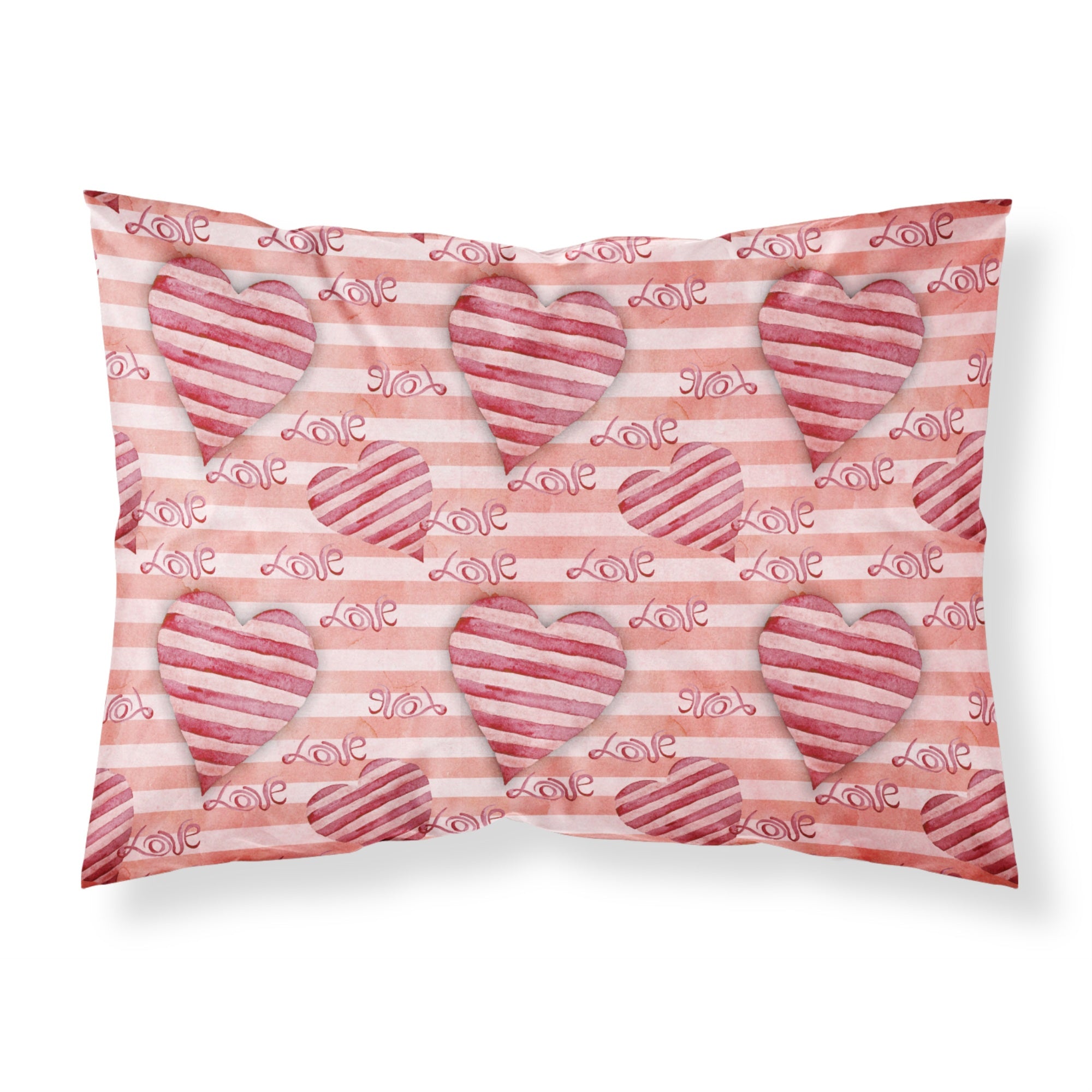 'Caroline'S Treasures Watercolor Red Striped Hearts Pillowcase, Standard, Multicolor'