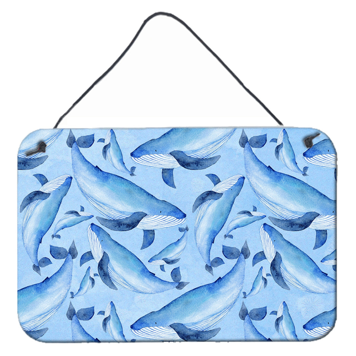 CarolineS Treasures Watercolor Nautical Whales Metal Print, 8 Inch  Inch  H X 12 Inch  Inch  W, Multicolor