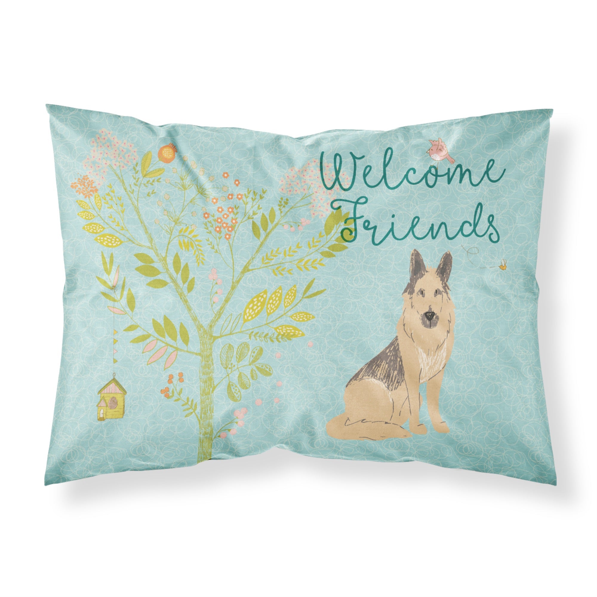 'Caroline'S Treasures Welcome Friends German Shepherd Printed, Polyester, 250 Thread Count, Envelope Closure Pillowcase, Standa