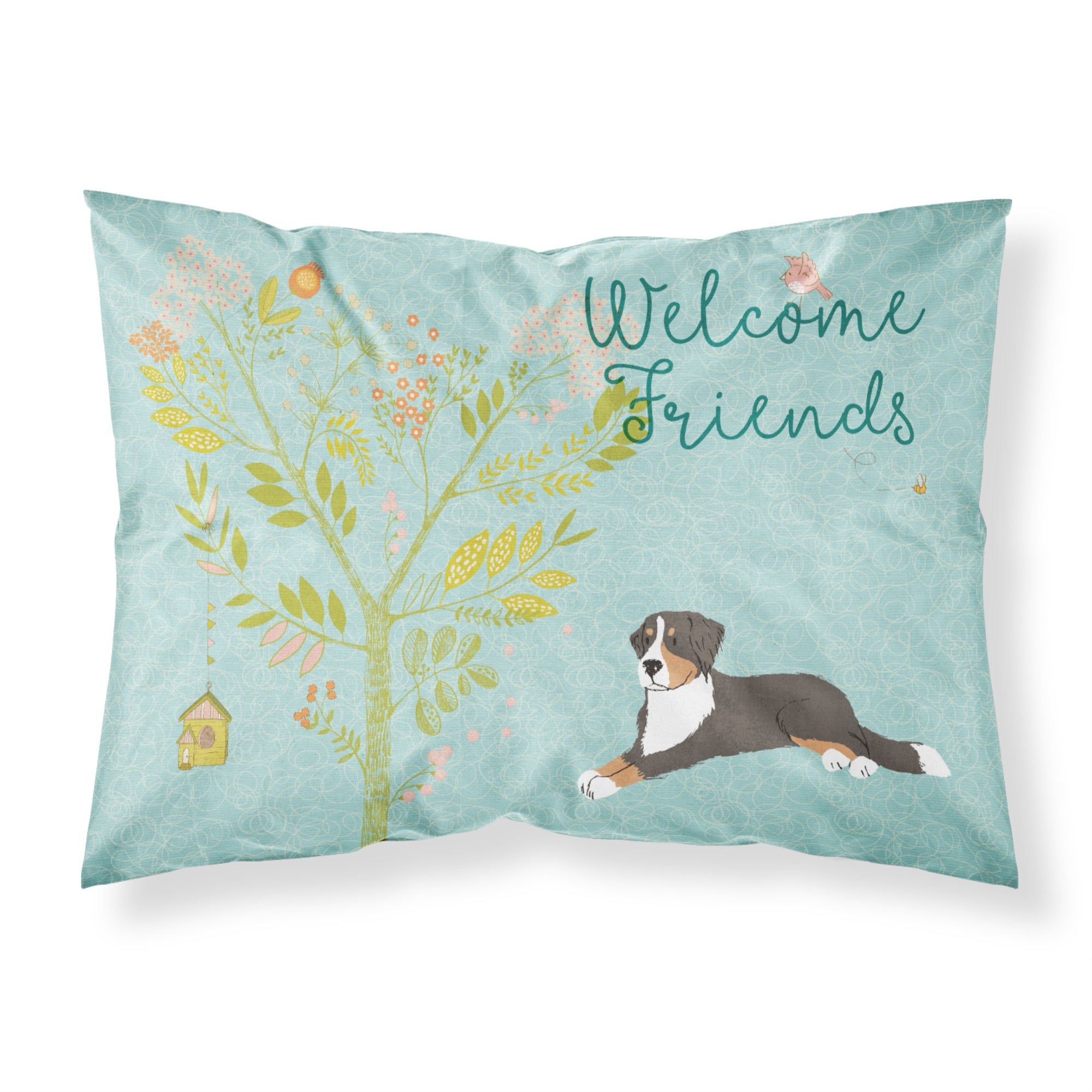 'Caroline'S Treasures Welcome Friends Bernese Mountain Dog Pillowcase, Standard, Multicolor'