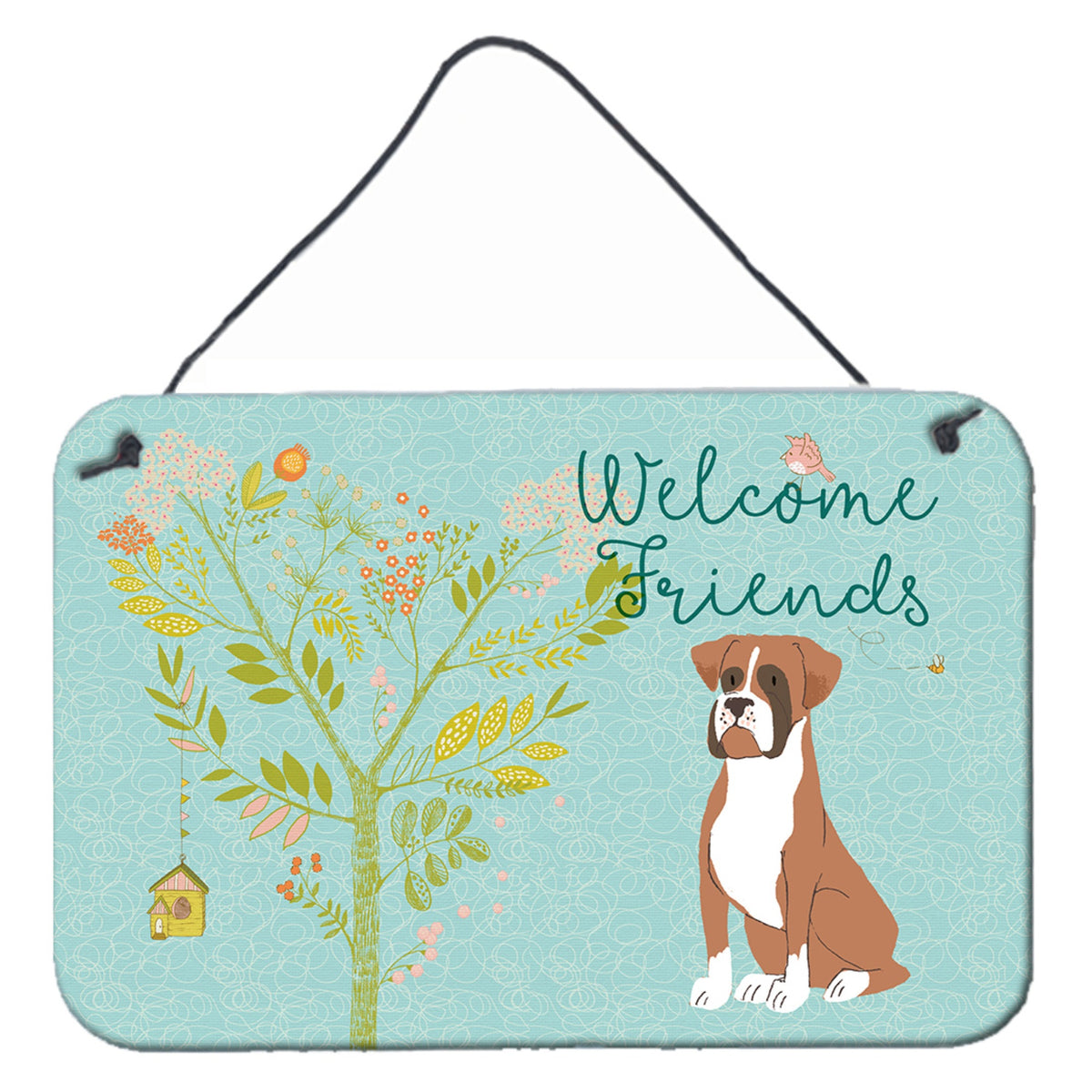 CarolineS Treasures Welcome Friends Flashy Fawn Boxer Metal Print, 8Hx12W, Multicolor