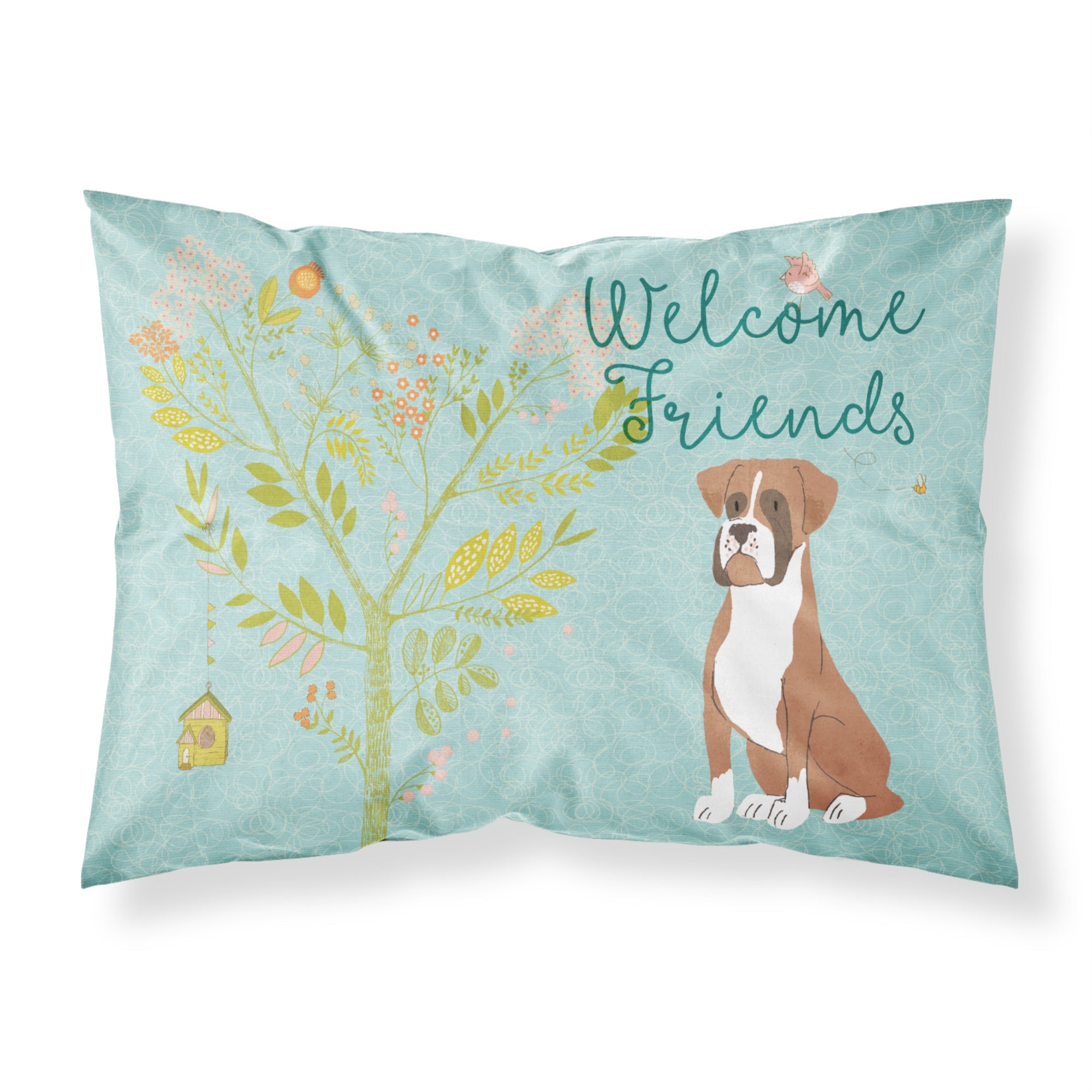 'Caroline'S Treasures Welcome Friends Flashy Fawn Boxer Printed, Polyester, 250 Thread Count, Envelope Closure Pillowcase, Stan