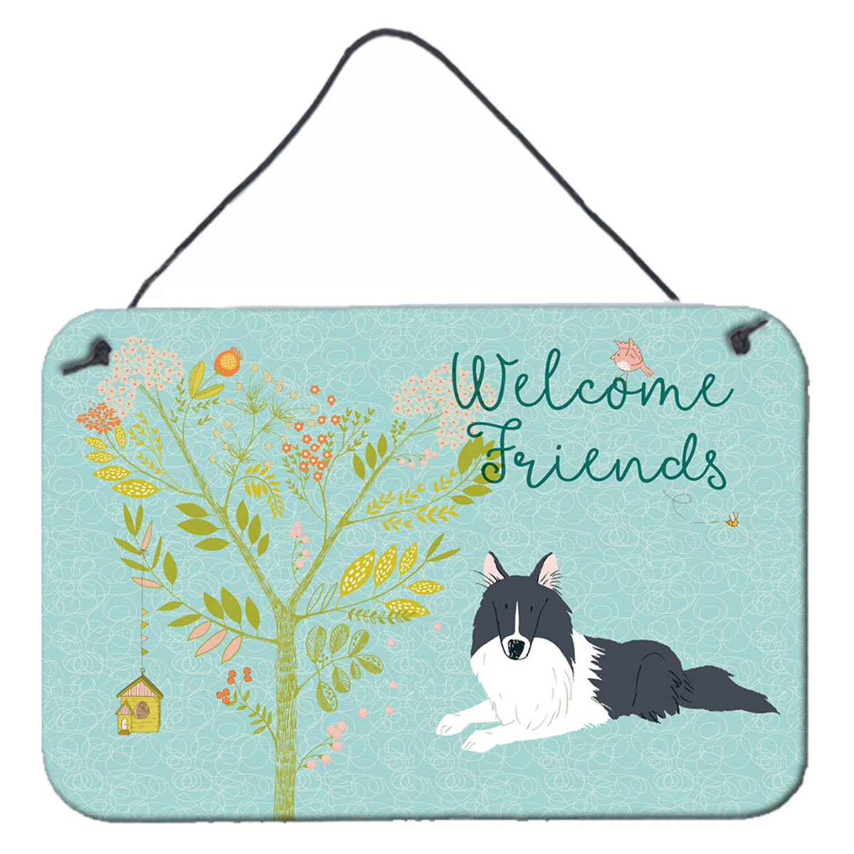 CarolineS Treasures Welcome Friends Black White Collie Metal Print, 8Hx12W, Multicolor