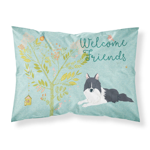 'Caroline'S Treasures ''Welcome Friends Black White Collie'' Printed, Polyester Envelope Closure Pillowcase, Standard, Mult