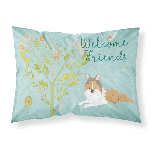 'Caroline'S Treasures Welcome Friends Collie Printed, Polyester, 250 Thread Count, Envelope Closure Pillowcase, Standard, Multi