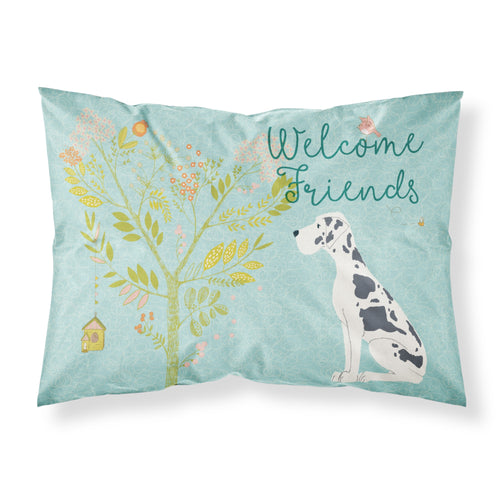 'Caroline'S Treasures ''Welcome Friends Harlequin Great Dane'' Printed, Polyester Envelope Closure Pillowcase, Standard, Mu