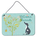 CarolineS Treasures Welcome Friends Black White Greyhound Metal Print, 8Hx12W