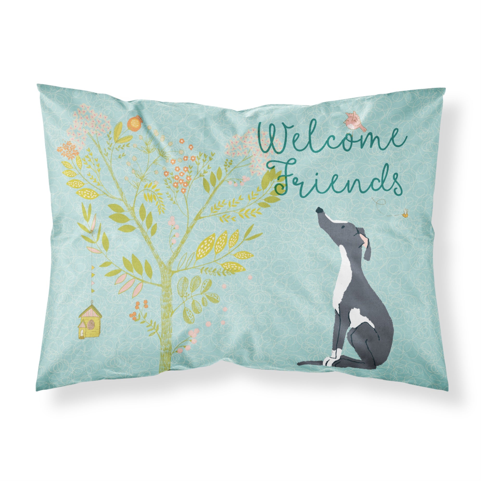 'Caroline'S Treasures Welcome Friends Black White Greyhound Printed, Polyester, 250 Thread Count, Envelope Closure Pillowcase,
