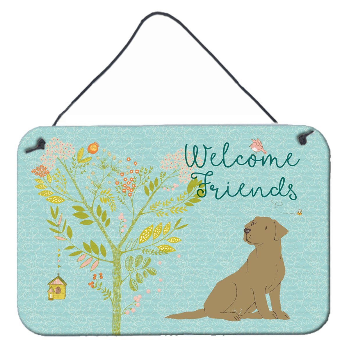 CarolineS Treasures Welcome Friends Retriever Chocolate Labrador Metal Print, 8Hx12W