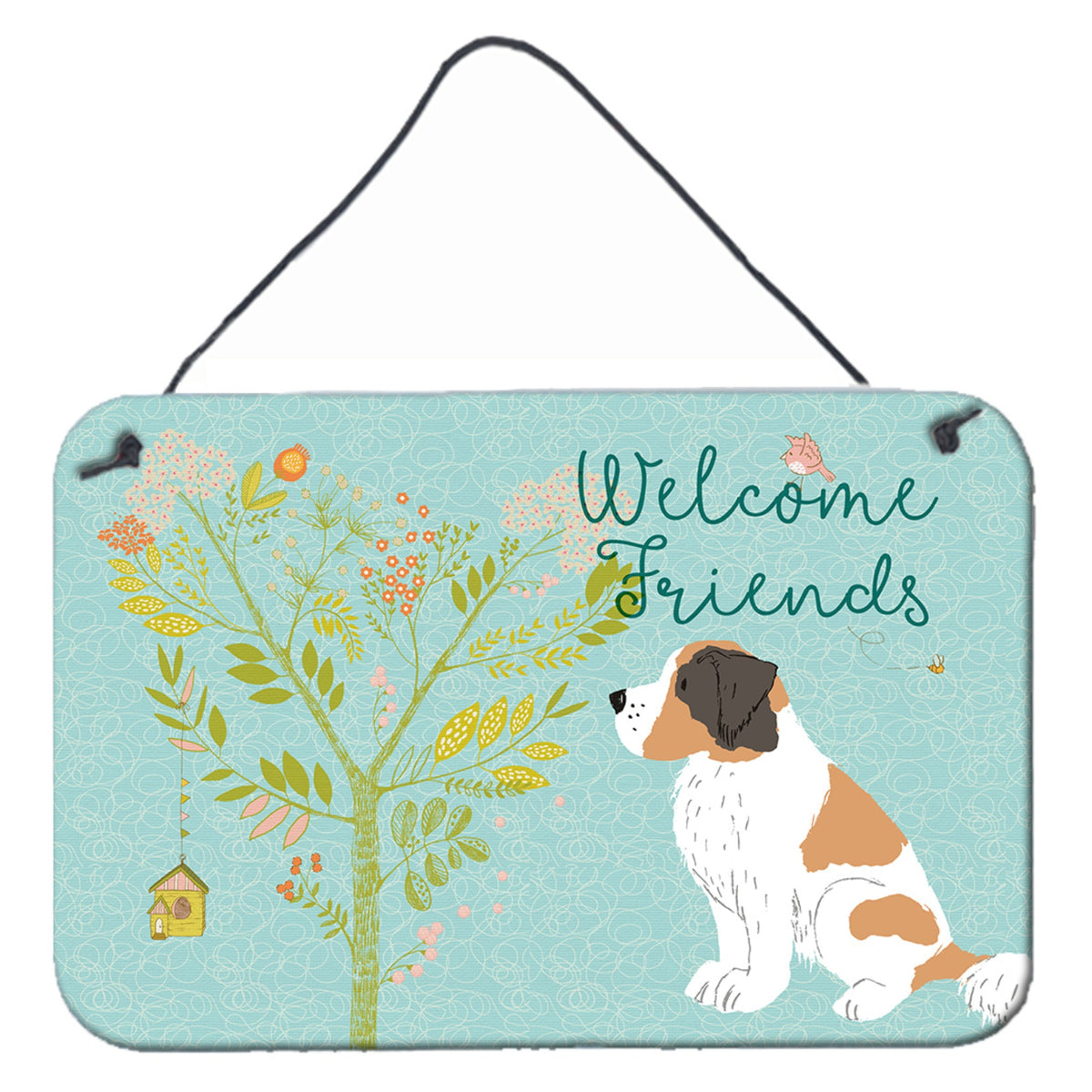 CarolineS Treasures Welcome Friends Saint Bernard Metal Print, 8Hx12W