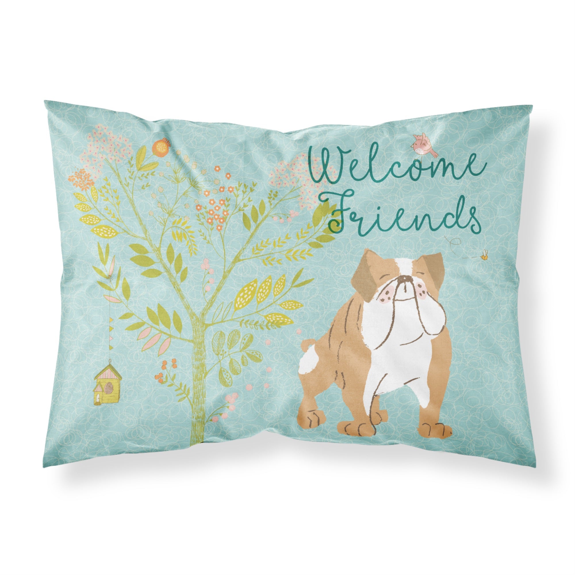'Caroline'S Treasures Welcome Friends English Bulldog Printed, Polyester, 250 Thread Count, Envelope Closure Pillowcase, Standa