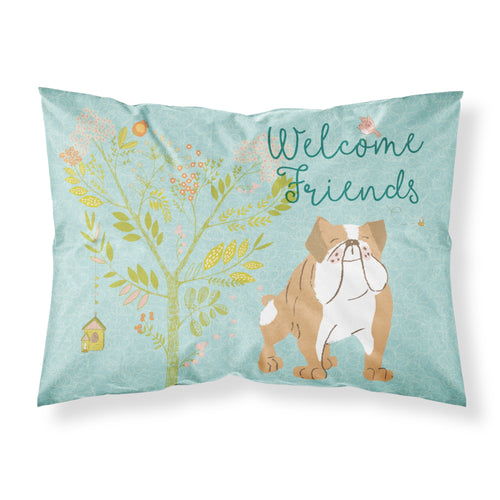 'Caroline'S Treasures Welcome Friends English Bulldog Printed, Polyester, 250 Thread Count, Envelope Closure Pillowcase, Standa