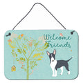 CarolineS Treasures Welcome Friends Black Bull Terrier Metal Print, 8 Inch  Inch  H X 12 Inch  Inch  W