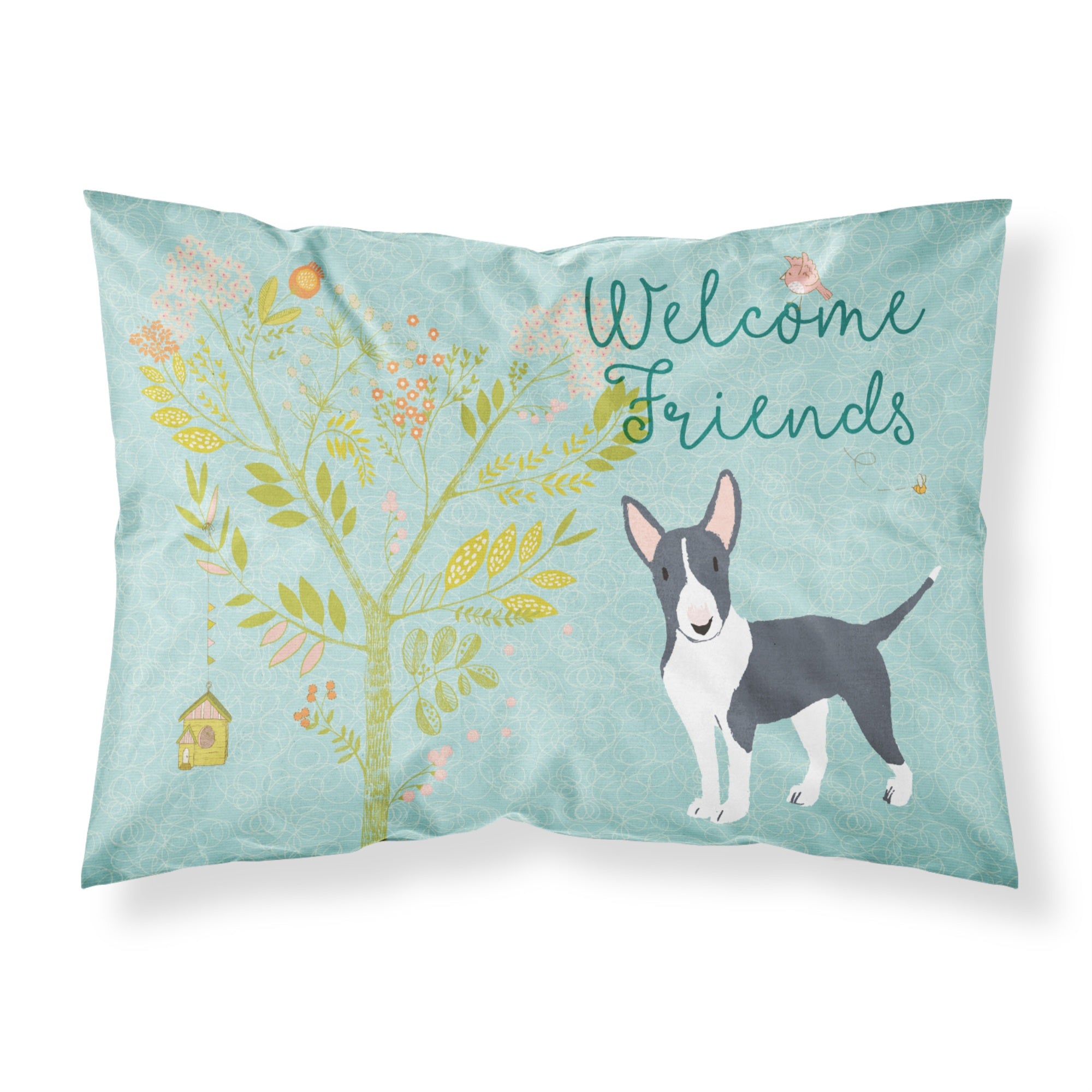 'Caroline'S Treasures ''Welcome Friends Black Bull Terrier'' Printed, Polyester Envelope Closure Pillowcase, Standard, Mult
