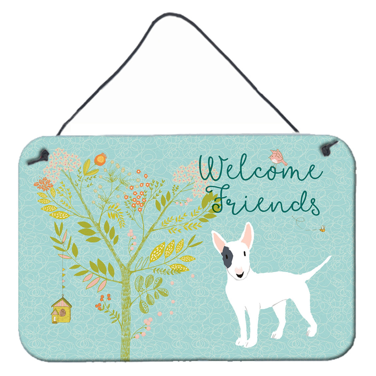 CarolineS Treasures Friends Patched Welcome White Bull Terrier Metal Print, 8Hx12W, Multicolor
