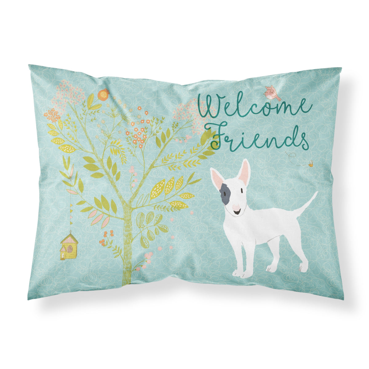 'Caroline'S Treasures ''Welcome Friends White Patched Bull Terrier'' Printed, Polyester Envelope Closure Pillowcase, Standa