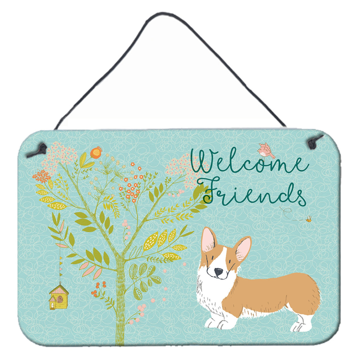 CarolineS Treasures Friends Welsh Welcome Pembroke Corgi Red Metal Print, 8Hx12W, Multicolor