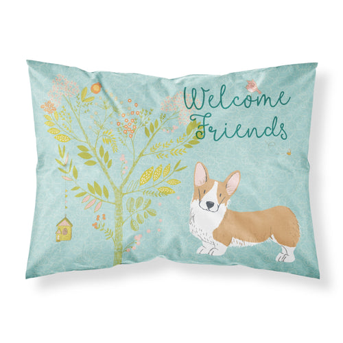'Caroline'S Treasures Welcome Friends Welsh Pembroke Corgi Red Pillowcase, Standard'