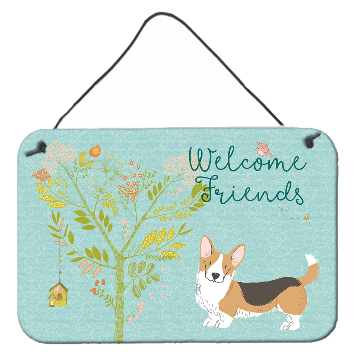 CarolineS Treasures Welcome Friends Welsh Pembroke Corgi Tricolor Metal Print, 8Hx12W