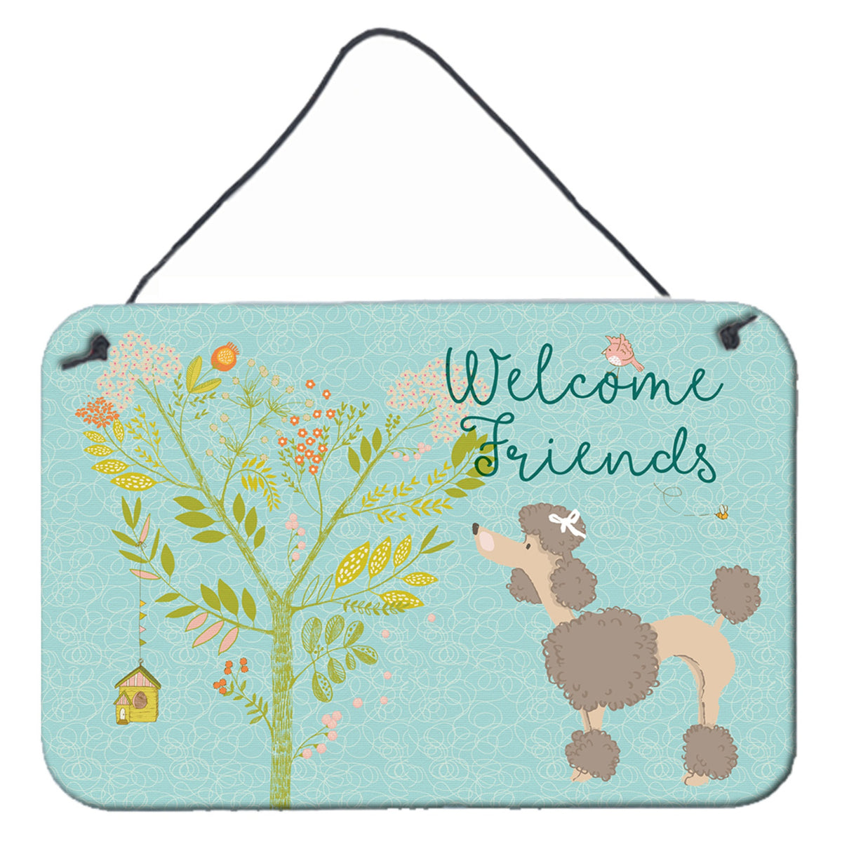CarolineS Treasures Welcome Friends Chocolate Poodle Metal Print, 8Hx12W
