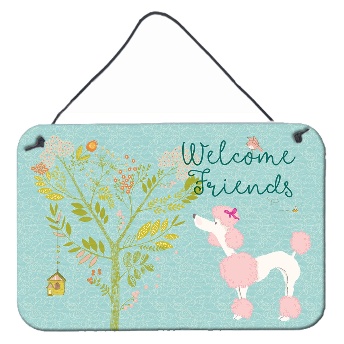 CarolineS Treasures Welcome Friends Pink Poodle Metal Print, 8Hx12W