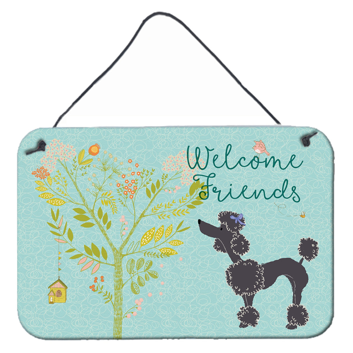 CarolineS Treasures Welcome Friends Black Poodle Metal Print, 8Hx12W, Multicolor