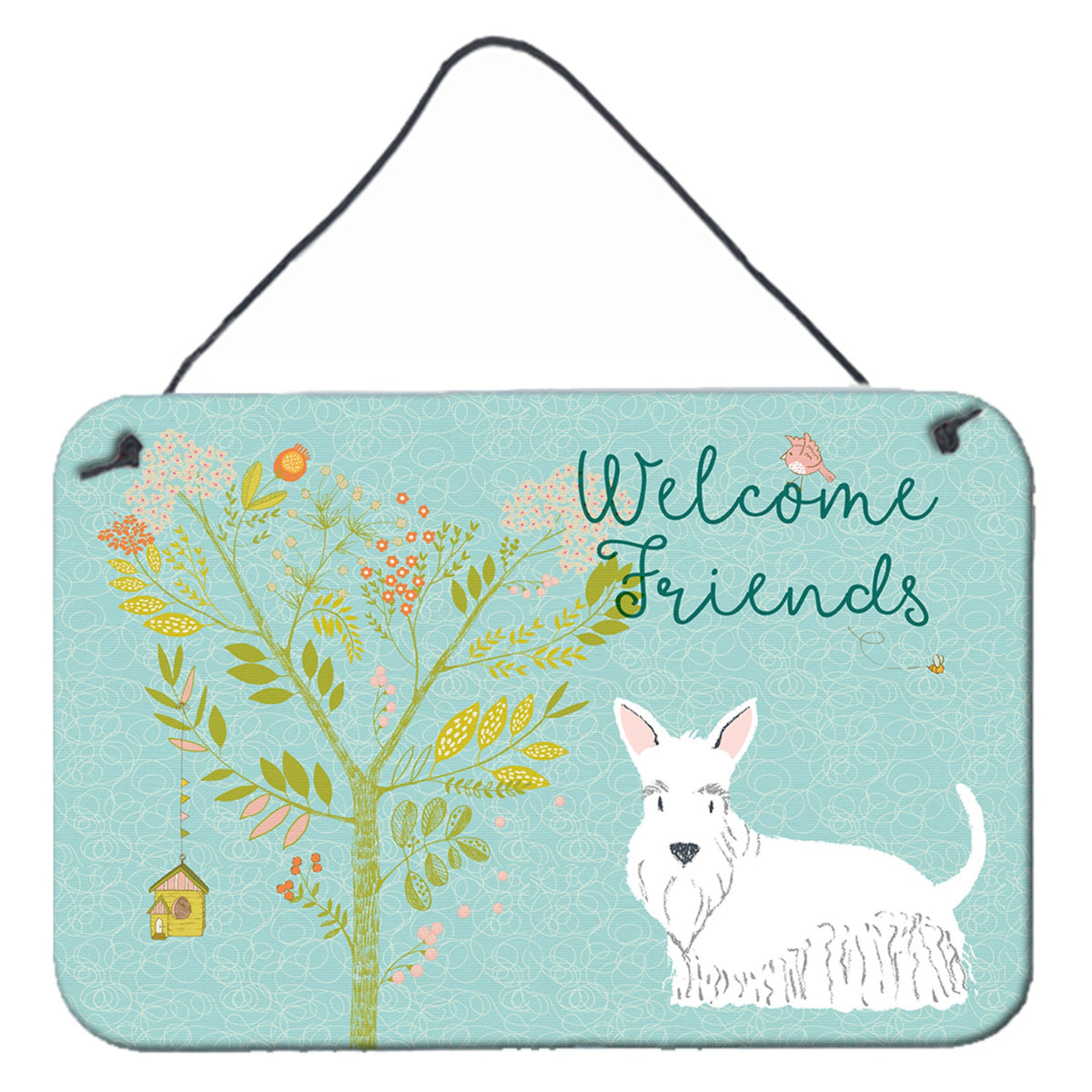 CarolineS Treasures Welcome Friends White Scottish Terrier Metal Print, 8Hx12W