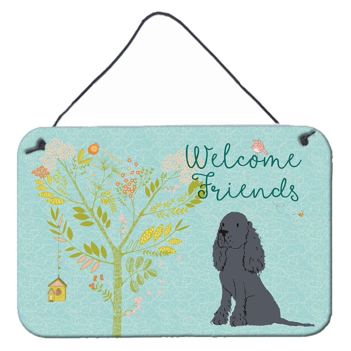 CarolineS Treasures Welcome Friends Black Cocker Spaniel Metal Print, 8Hx12W, Multicolor