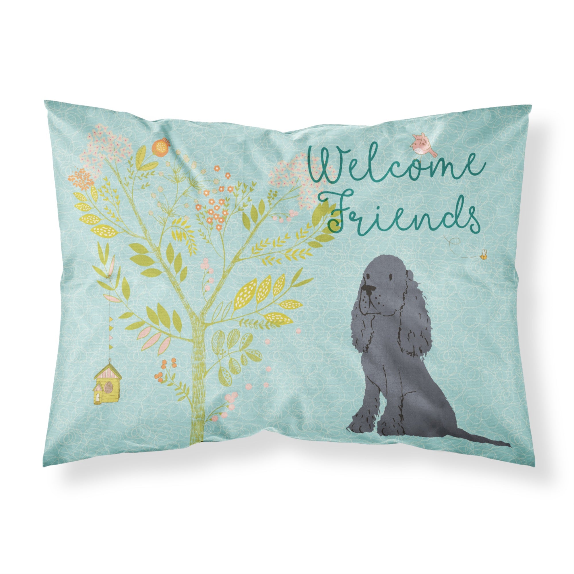 'Caroline'S Treasures Welcome Friends Black Cocker Spaniel Printed, Polyester, 250 Thread Count, Envelope Closure Pillowcase, S