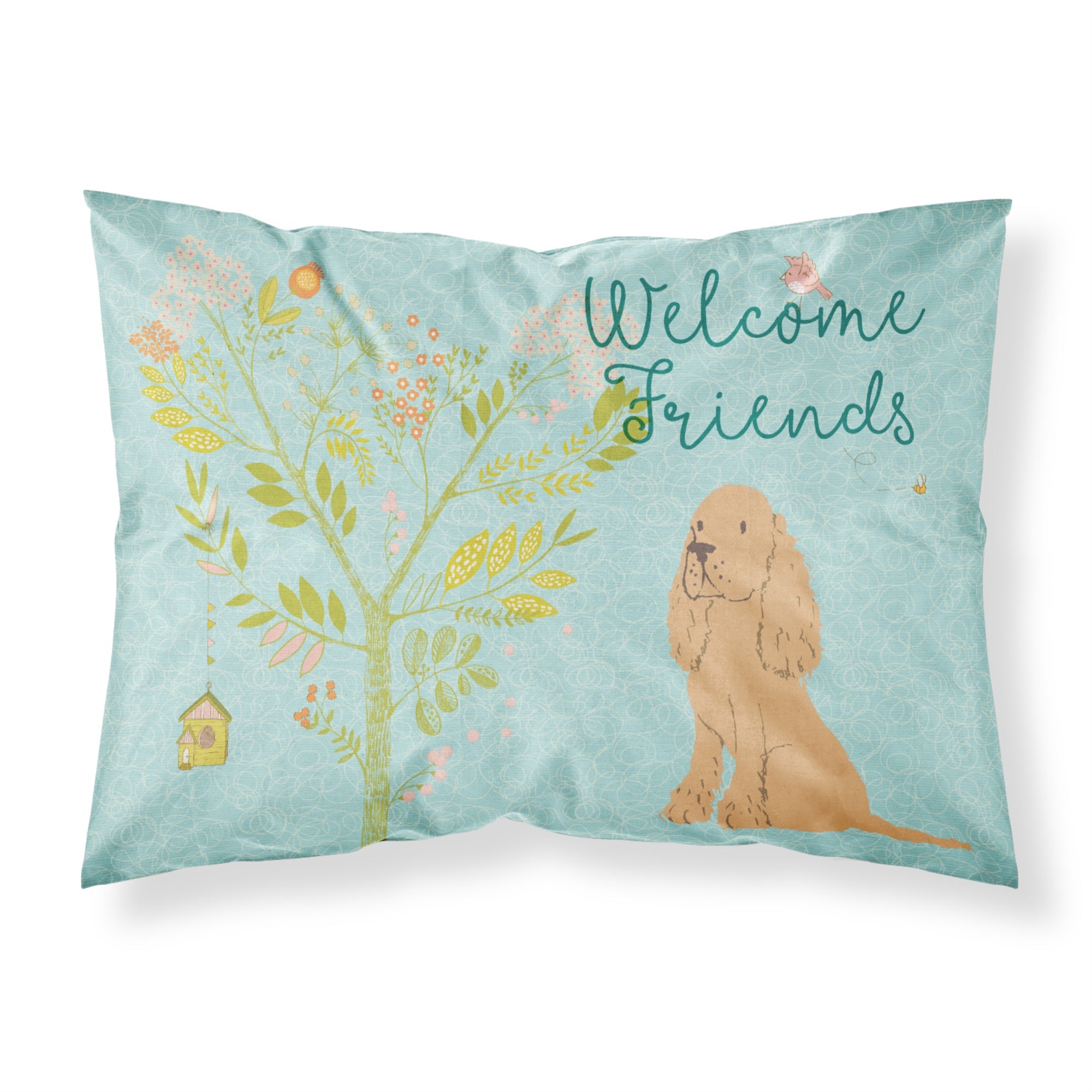 'Caroline'S Treasures Welcome Friends Buff Cocker Spaniel Pillowcase, Standard, Multicolor'