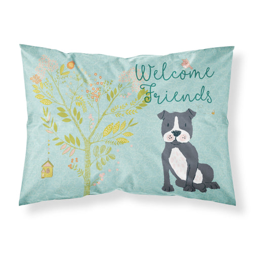 'Caroline'S Treasures Welcome Friends Black Staffie Printed, Polyester, 250 Thread Count, Envelope Closure Pillowcase, Standard